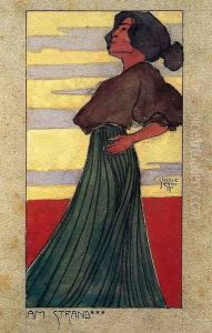 On The Beach Moonlight by Egon Schiele