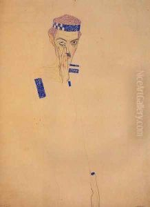 Man With Blue Headband And Hand On Cheek