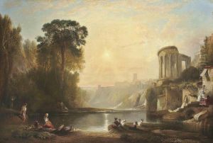 A Classical River Landscape, Sunset A Classical River Landscape, Sunset