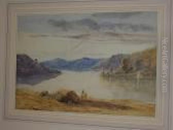 Lake Landscape With Fishermen At Thelakeside - view 1