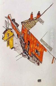 Street In Krumau by Egon Schiele