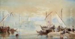 Venetian Craft On The Lagoon Before San Giorgio Maggiore by James Baker Pyne