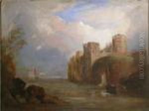 Boats On A River With Castle Beyond Boats On A River With Castle Beyond