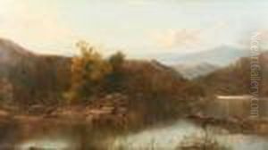 Father And Son In Fishing Boat by James Baker Pyne