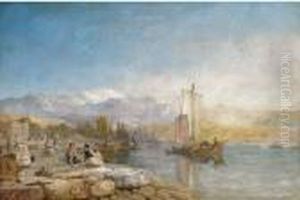 Figures On The Bank Of Lake Zurich