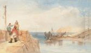 Figures On A Jetty Watching The Building Of A Boat