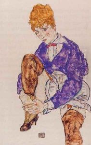 Portrait Of The Artists Wife Seated Holding Her Right Leg