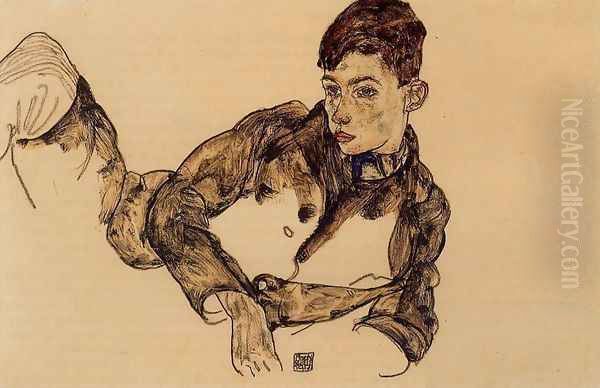 Reclining Boy Leaning On His Elbow - view 1
