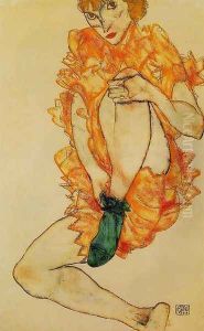 The Green Stocking by Egon Schiele
