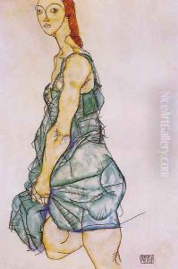 Standing Woman In A Green Skirt