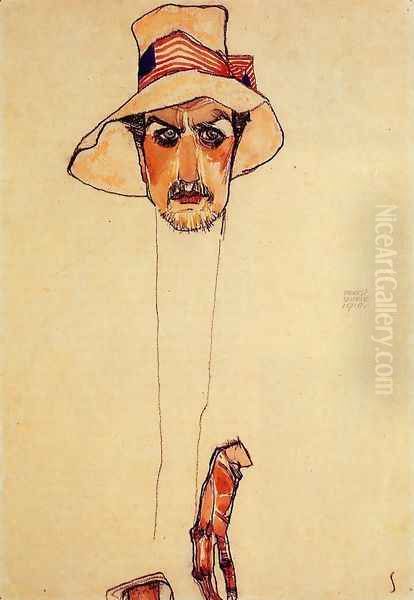 Portrait Of A Man With A Floppy Hat Aka Portrait Of Erwin Dominilk Osen - view 1