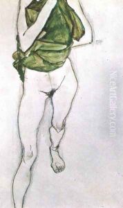 Woman in the green blouse 1913 by Egon Schiele