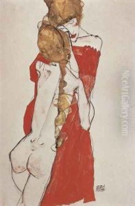 Mother and daughter by Egon Schiele