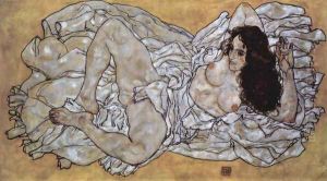 Lying woman by Egon Schiele