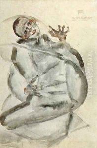 Self-portrait prisoner 1912 by Egon Schiele