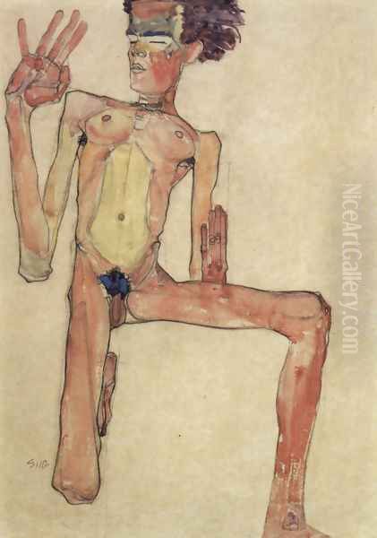 Kneeling act, selfportrait - view 1