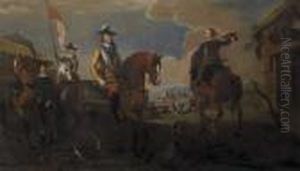 Portrait Du Comte Von Anholt Et De Deux Autres Commandants Devant La Ville De Widenbruck Portrait Du Comte Von Anholt Et De Deux Autres Commandants Devant La Ville De Widenbruck