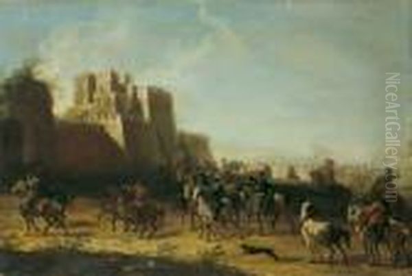 Zwei Militarische Szenen. 1. Feldlager. 2. Kavallerie Vor Einer Festung. - view 1