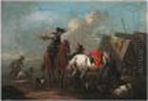 Horsemen Beside An Encampment
