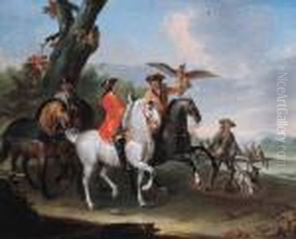 Falconers Setting Out And Resting In Mountainous Landscapes - view 1