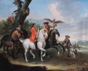 Falconers Setting Out And Resting In Mountainous Landscapes