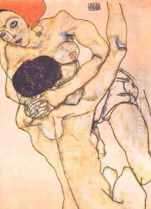 Two young girls by Egon Schiele