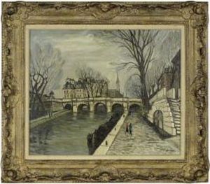 Along The Seine, Paris by Alphonse Leon Quizet
