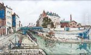 Paris, Le Canal Saint-martin by Alphonse Leon Quizet