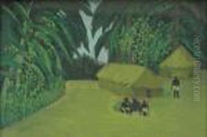 Village En Afrique by Alphonse Leon Quizet