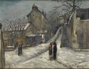 Le Lapin Agile Sous La Neige by Alphonse Leon Quizet