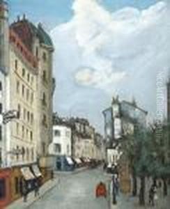 Parisian Street Scene by Alphonse Leon Quizet