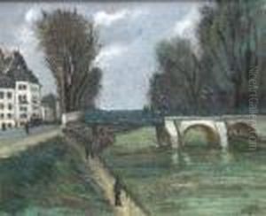 Le Canal A Paris by Alphonse Leon Quizet