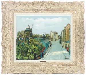 Rue Lepic A Montmartre by Alphonse Leon Quizet