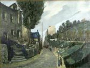 Street Scene Montmartre by Alphonse Leon Quizet