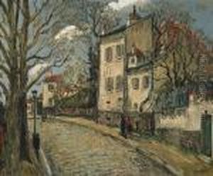 A Village Street Scene by Alphonse Leon Quizet