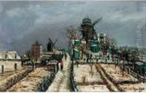 Le Moulin De La Galette A Montmartre by Alphonse Leon Quizet