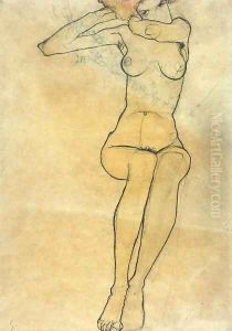 Sitzender Akt by Egon Schiele
