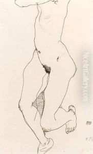Prostrate Female Nude by Egon Schiele