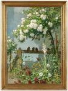Blomstertradgard Med Faglar by Ernest Quost