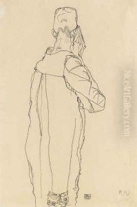 Stehender Monch von rechts hinten by Egon Schiele