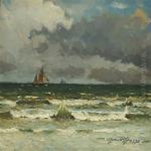 Coastal Scene With Sailing Ships At The Sea - view 1