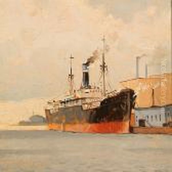 Harbour Scene With A Ship At The Quay - view 1