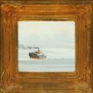 Ship At Sea In Lightwinds From The Side Ship At Sea In Lightwinds From The Side