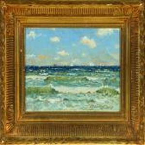 Coastal Scenery Withships At Sea In The Fresh Weather by Victor H.W. Qvistorff