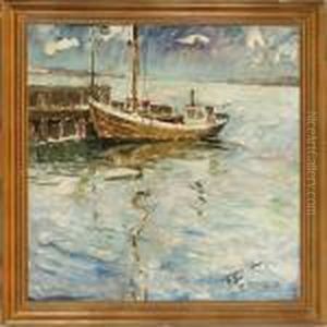 A Fishing Boat At Apier by Victor H.W. Qvistorff
