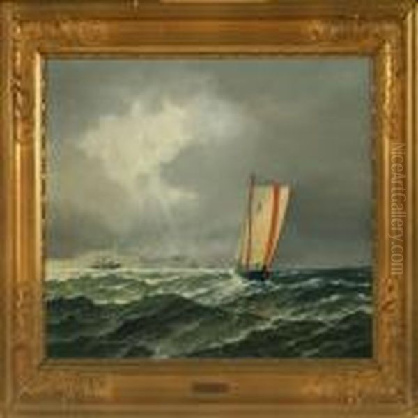 Seascape Withsailing Ship And Motor Boats - view 1