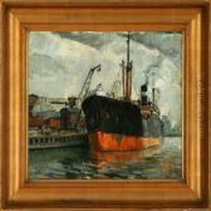 Harbour Scene From Copenhagen by Victor H.W. Qvistorff