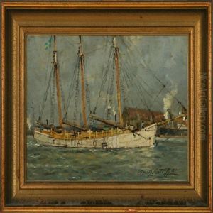 Swedish Sailing Ship In A Harbour by Victor H.W. Qvistorff