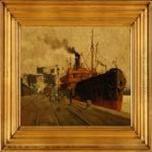 Harbour Scene From Copenhagen by Victor H.W. Qvistorff
