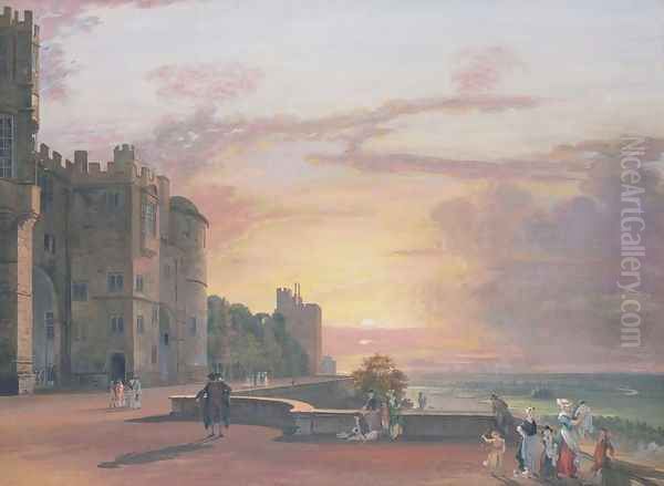 Windsor Castle North Terrace looking west at sunset - view 1